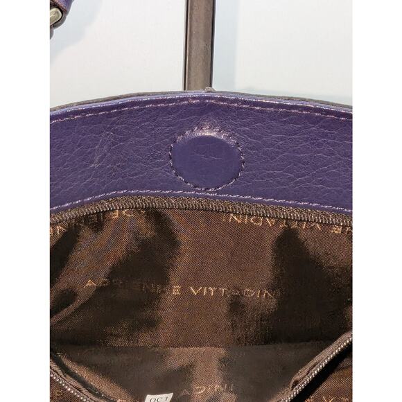 VTG Adrienne Vittadini Magnetic Purple Violet Tessa Pebble Leather Satchel - Picture 11 of 16